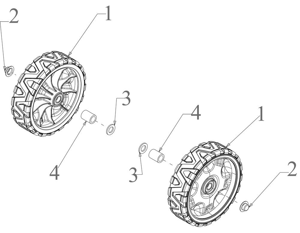 Wheels Diagram and Parts List for 1X21-INCHLHP (31PM2T6C710)(2022) Cub Cadet Snow Blower